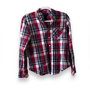 Ralph Ralph Lauren RED Button Down Shirt Women’s Medium Plaid‎